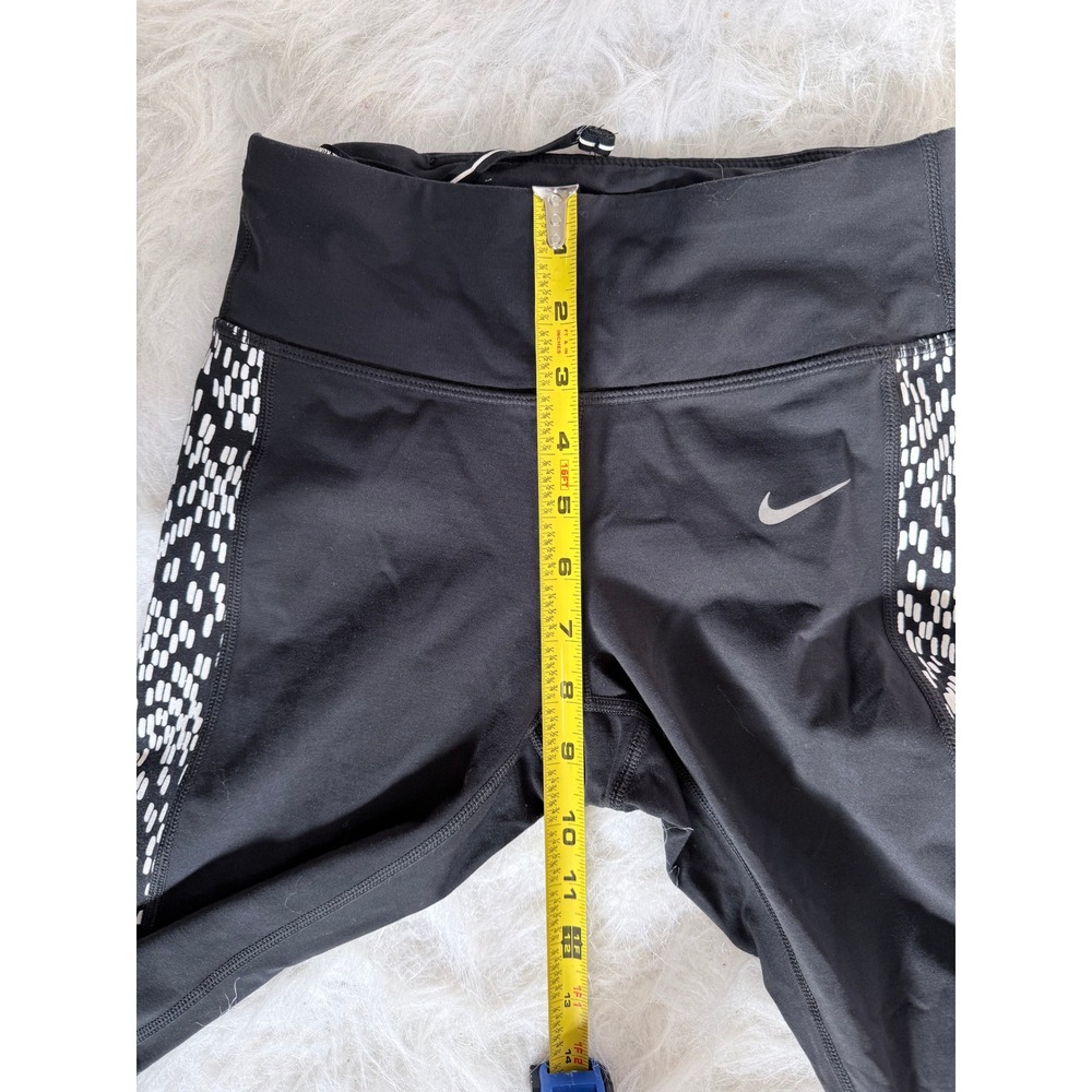 Nike Dri-FIT Running Leggings Womens XS Black White Pattern Lowrise Capri Pants - Picture 6 of 6